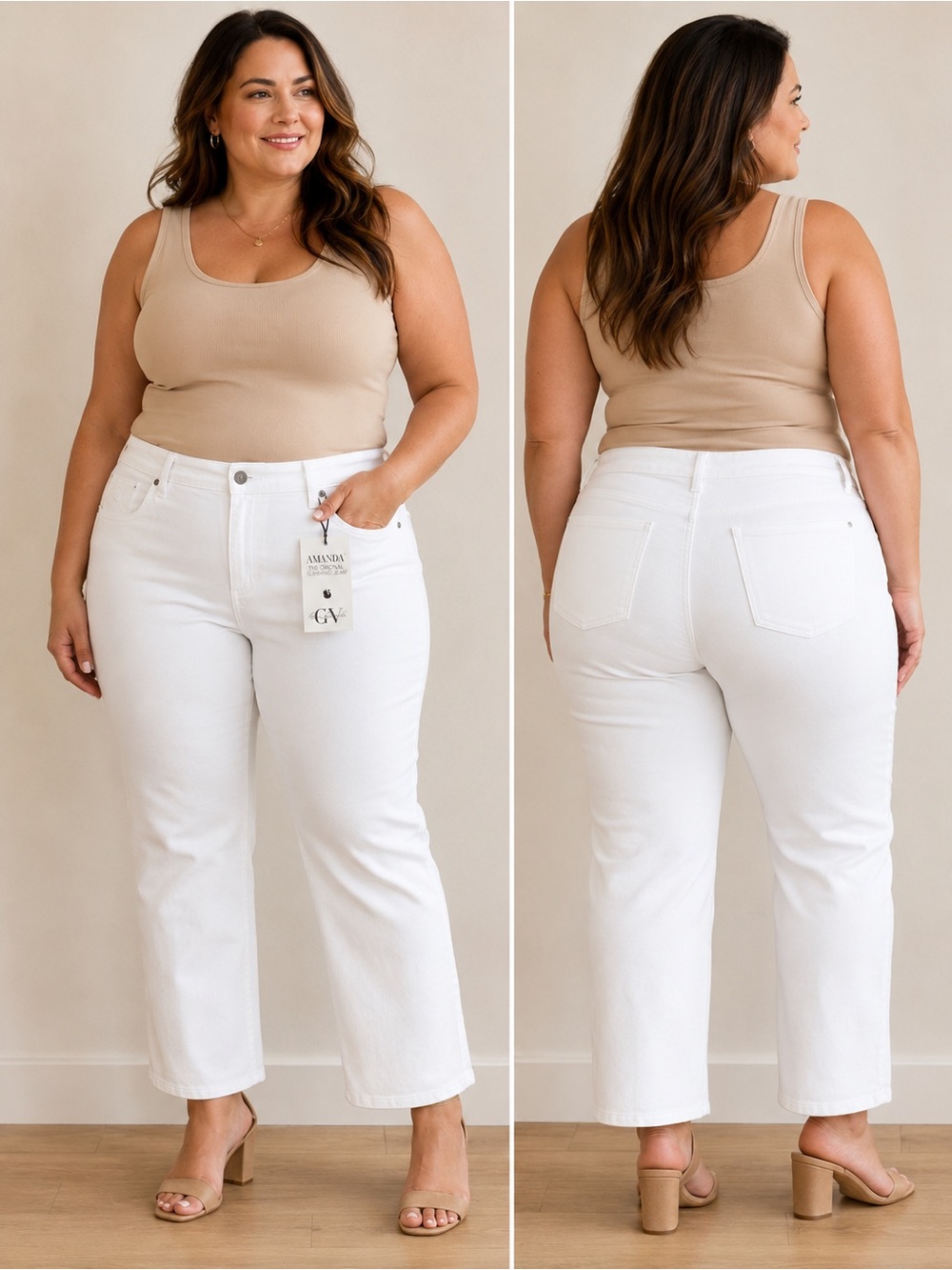 Gloria Vanderbilt White capri Amanda Jeans size 20W short